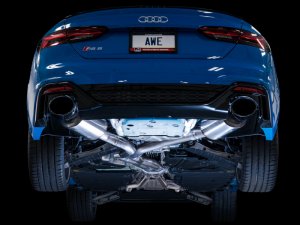 Audi RS 5 Performance Exhaust - AWE Tuning - Cat-Back, Non-Resonated Touring Edition, RS-Style Tips - Diamond Black - `20-`27